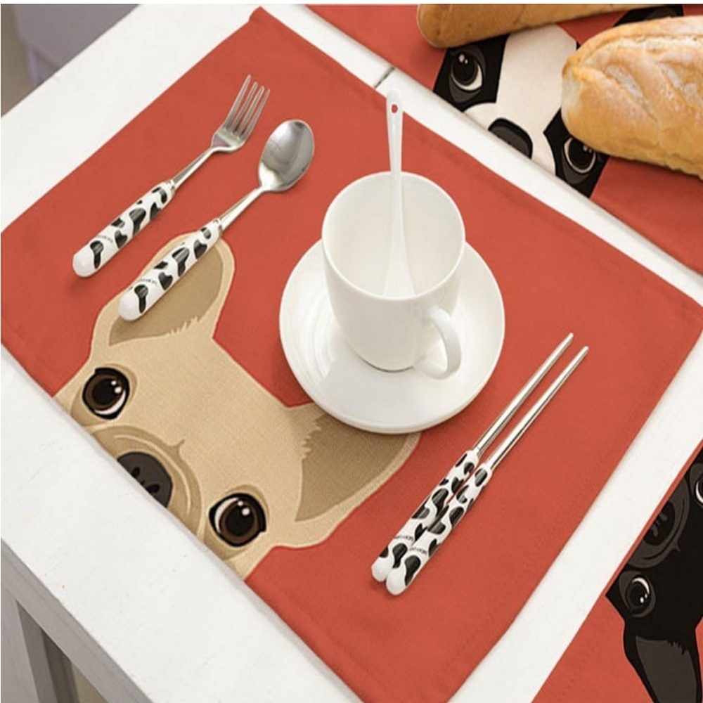 Colorful Pet Portrait Canvas Art, Cotton Linen Placemats, YIFAN - Picture 6 of 11